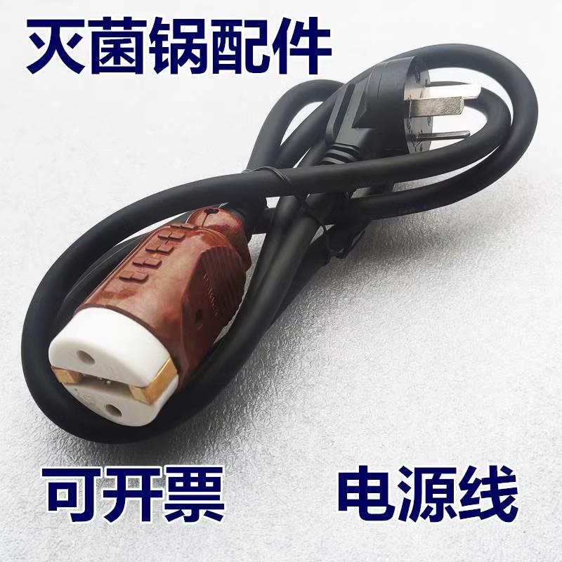 手提式高压蒸汽灭菌器压力消毒锅连接线配件灭菌锅电源线圆头
