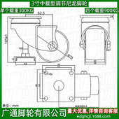 圆孔 器械水平 63x63脚轮3d75and调整中心替寸调节cgp61设备尼龙