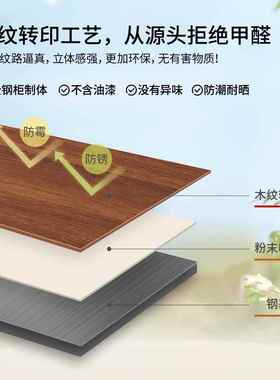 文件柜钢制铁柜皮sytm柜办资料档公案带锁柜储纹物矮柜木书柜