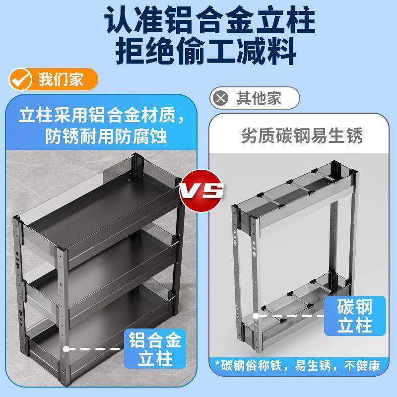 厨房调味拉篮窄柜调料篮抽屉式立置物架内置小尺寸橱柜调味蓝工厂