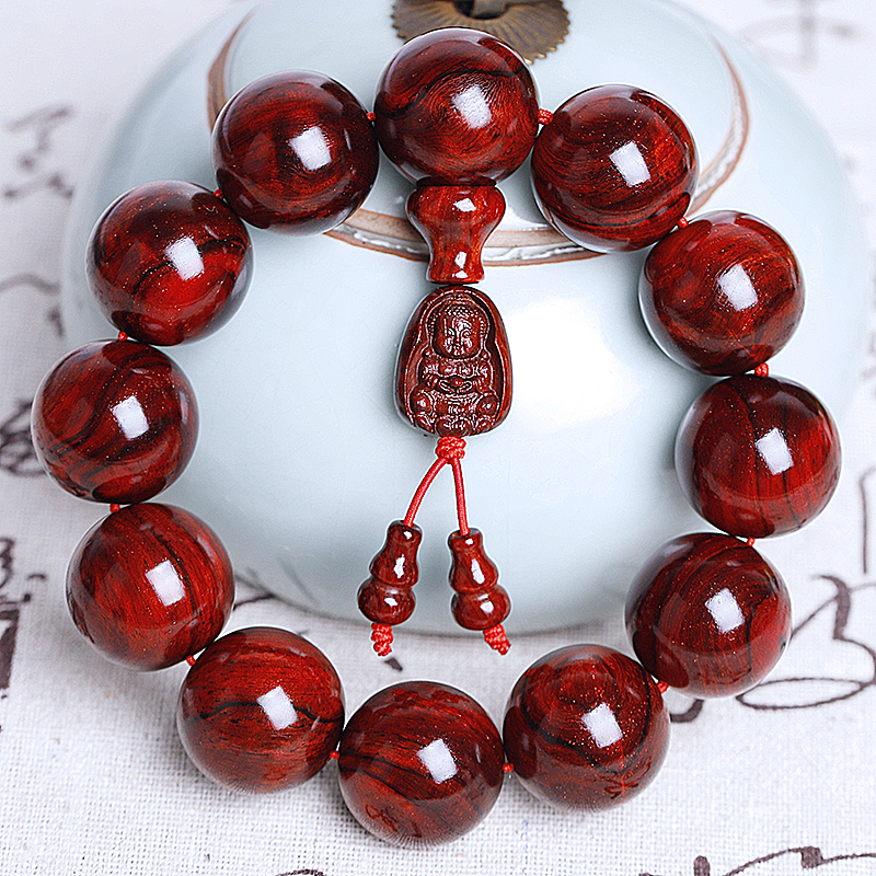 捡漏【水波瘤疤金星】小叶紫檀老料 20mm/12颗文玩佛珠手串收藏