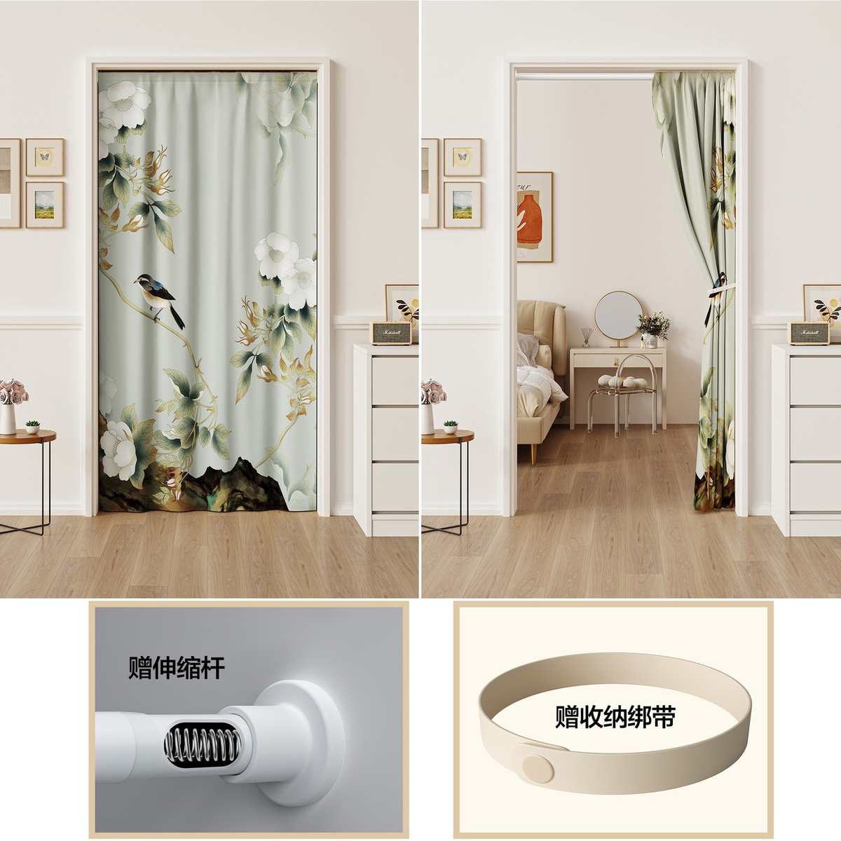 空调挡风防走冷气布门帘隔断帘免打孔家用卧室隔热厨房遮挡挂帘子