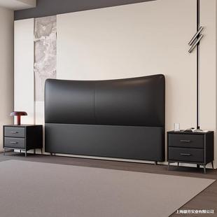 黑床色款 单买 头新软包简约现代940实单双木人靠背一体落地款