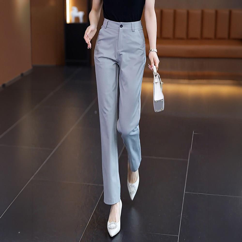 灰色小个子小脚直筒西装裤女2026春夏薄款高腰显瘦百搭垂感烟管裤