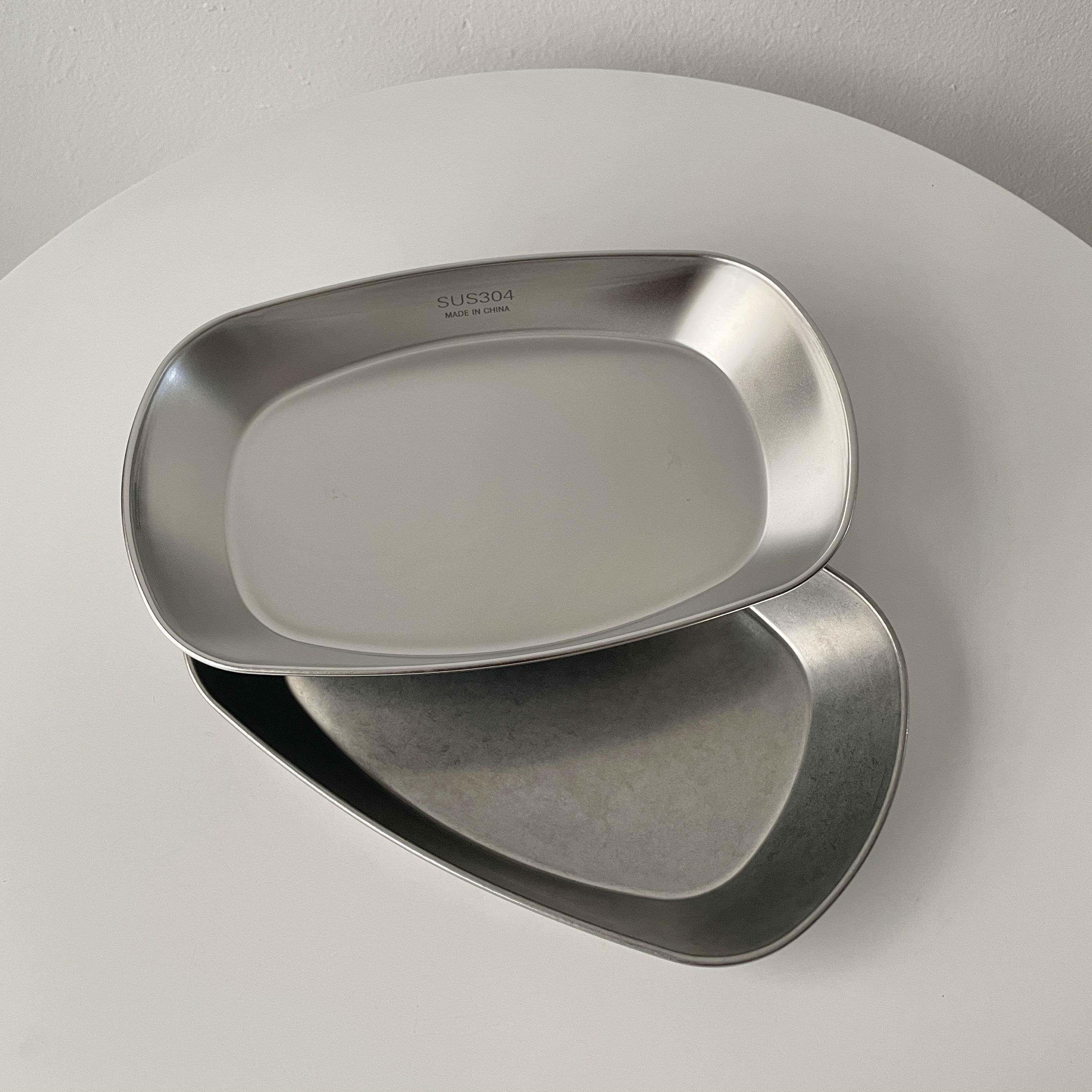 304复古盘子不锈钢长方形餐盘牛排薯条炸鸡水果盘甜品蛋糕盘商用