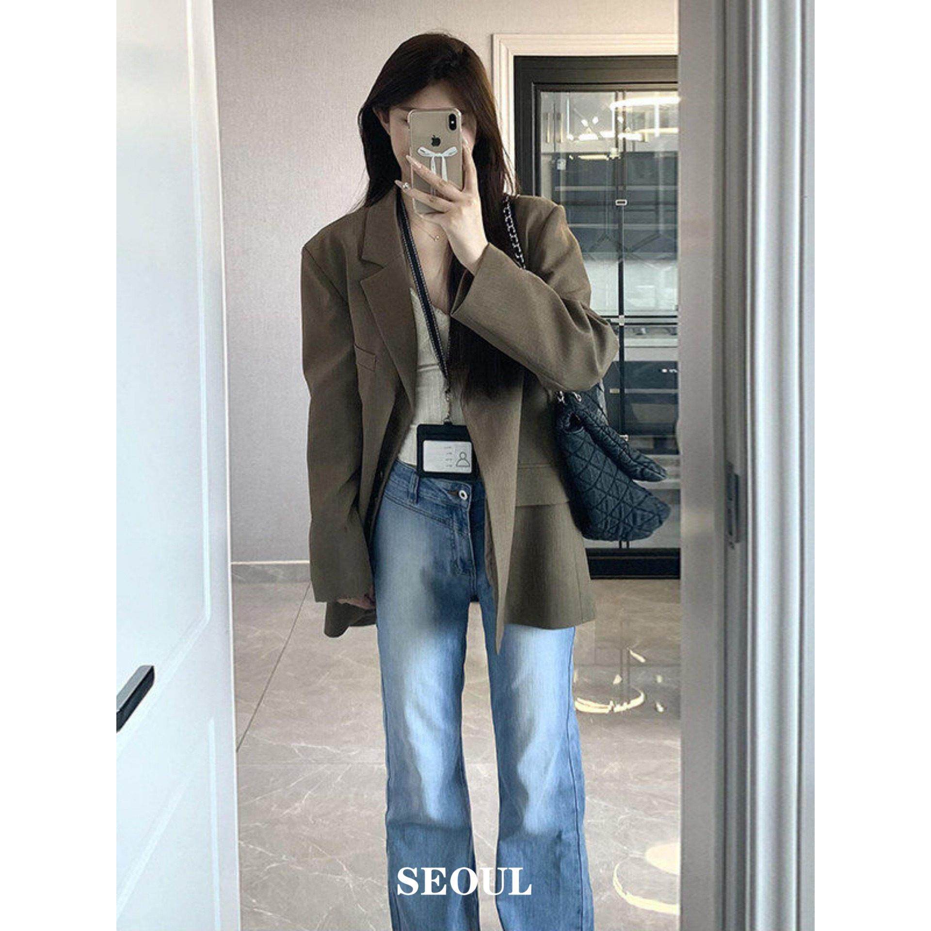 SEOUL喵/咖色小西装外套女2026春秋新款韩版小个子高级感休闲西服