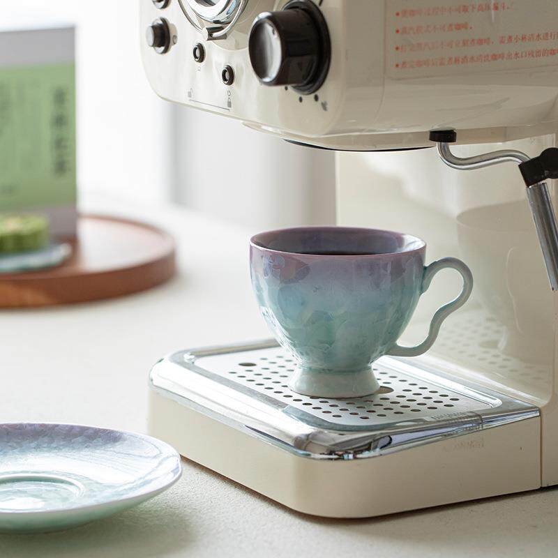 窑变结晶釉渐变陶瓷咖啡杯碟组合小清新马克杯花茶杯个人杯带杯垫