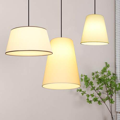 定制餐饮织物灯罩图书馆亚麻现代简单灯通道走廊锥形吊灯