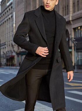Men's long windbreaker woolen coat men's woolen coat