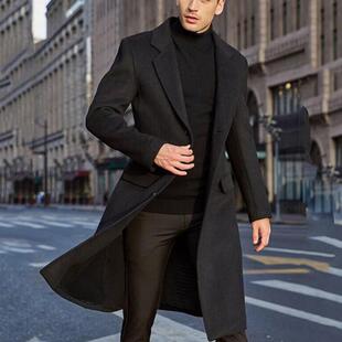 coat Men men woolen windbreaker long