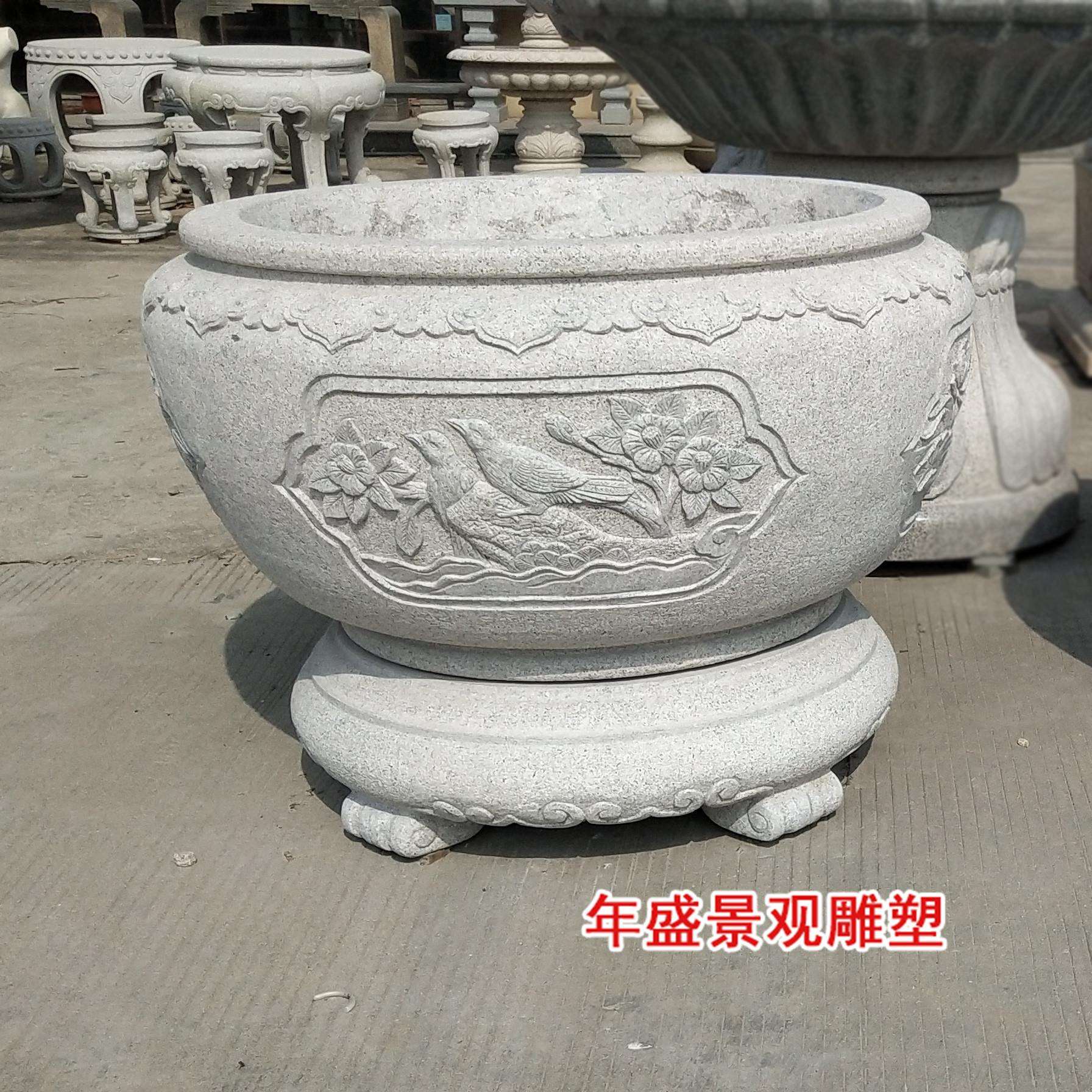 福建石雕仿古花盆鱼缸庭院家居装饰摆设花岗岩老石槽