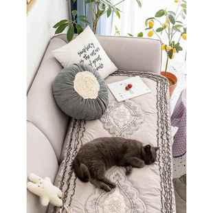 韩式 沙发皮巾 高档AKG刺绣约水洗棉沙三发垫布艺坐垫人座简四季