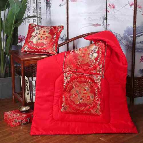 高档中式两枕被子双面结用婚抱寿宴礼品靠垫被被办公室午休车载枕