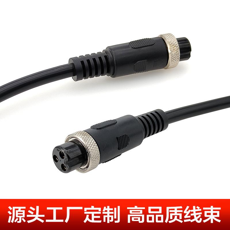 GX16航空插头线束加工端子锡焊线注塑接线线束连接器焊接