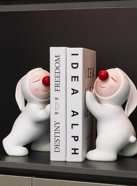 可爱兔子书挡摆件书酒柜客厅假儿童书房书架柜桌面立TT4819T0架家