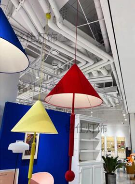 北后弦雨伞吊灯布艺红色927蓝客厅餐厅展沙厅欧发儿房斗笠楼梯童