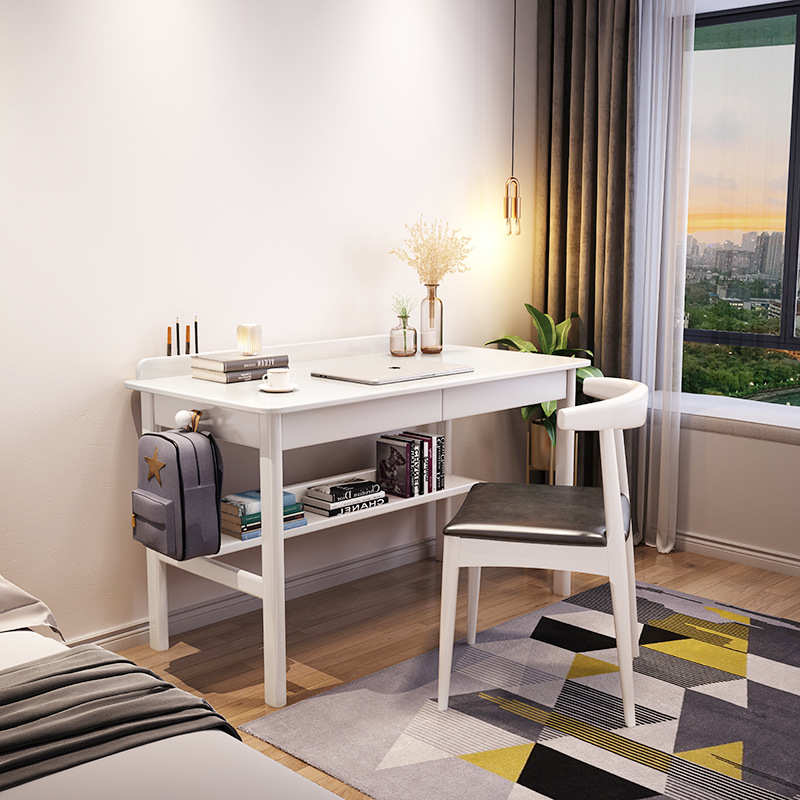 儿童实木书桌家用卧室学生男孩女孩写字桌简约现代学习桌电脑桌子