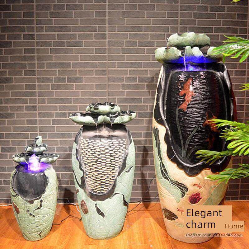 假山流水摆件落地水景招财客厅风水鱼缸创意加湿器喷泉芸荷风水泉