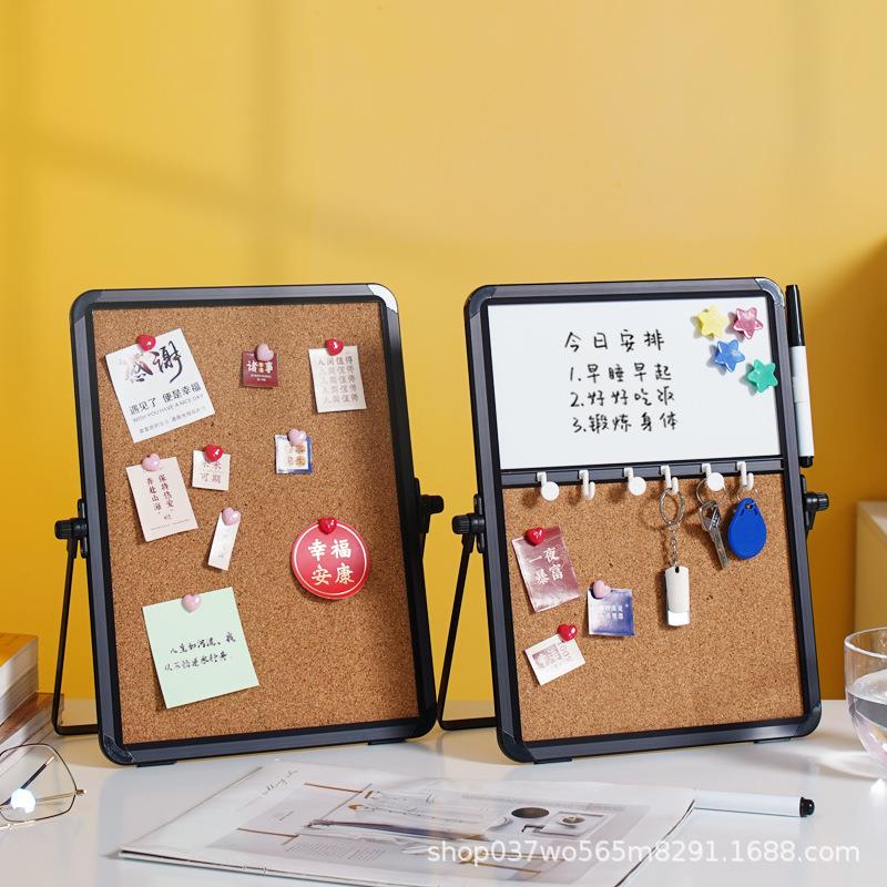 富尼新品桌面软木板白板双拼展示板办公桌面便签毛毡图钉板软木板