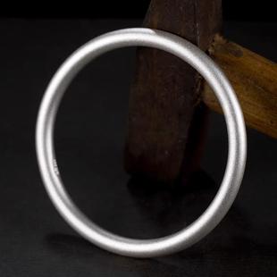 高档九乐999足银手镯法男款覆古传承性磨砂银手环古个传承纯闭口