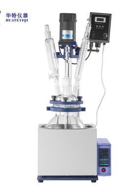 单层玻璃反应釜10L20L50L多功能反应器实验室小型搅拌反应釜