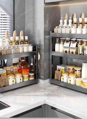 家用多整窄款调加料架台面层理油盐酱醋调味品收纳架厚厨NND房置
