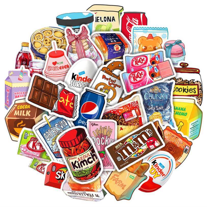 50Pcs Food Drink Milk Packaging Stickers Waterproof Phone - 实物图