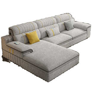 2025新款冬夏两用乳胶直排沙发带贵妃位全套布艺沙发客厅家用组合