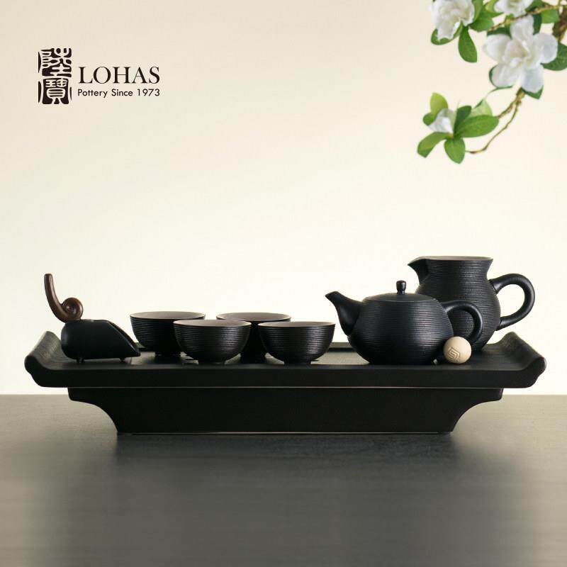 台湾陆宝手工陶瓷功夫茶具整套 中式家用办公室泡茶茶盘组
