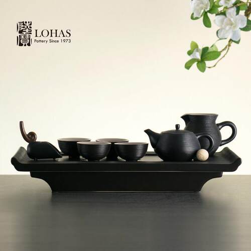 台湾陆宝手工陶瓷功夫茶具整套 中式家用办公室泡茶茶盘组