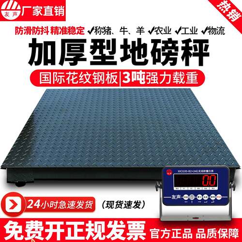 友声电子地磅秤1-3吨地磅电子称工厂物流 猪牛称重5T小型加厚地磅