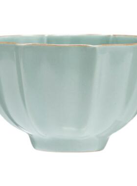 天青汝手工茶盏莲瓣纹杯人陶杯瓷功SY-CB016夫茶具单杯窑汝瓷品茗