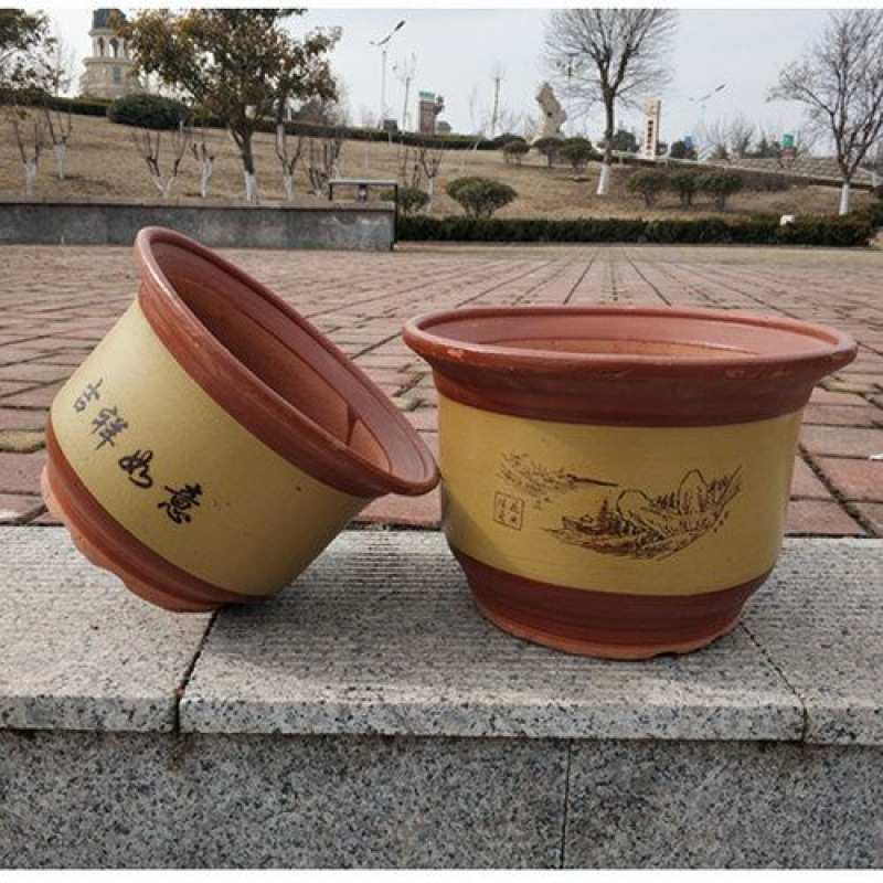 陶大码粗花盆陶土盘花盆拖种植处理批发大花盆陶瓷大号兰