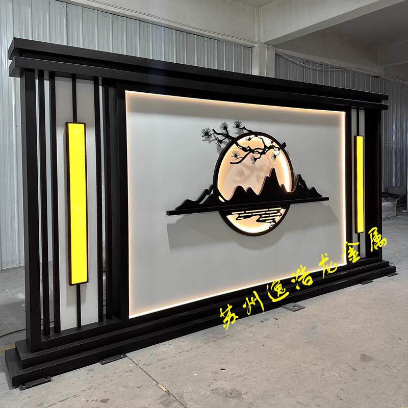 不锈钢水幕墙流水墙假山迎门入户景墙背景墙水景隔断屏风隔断墙