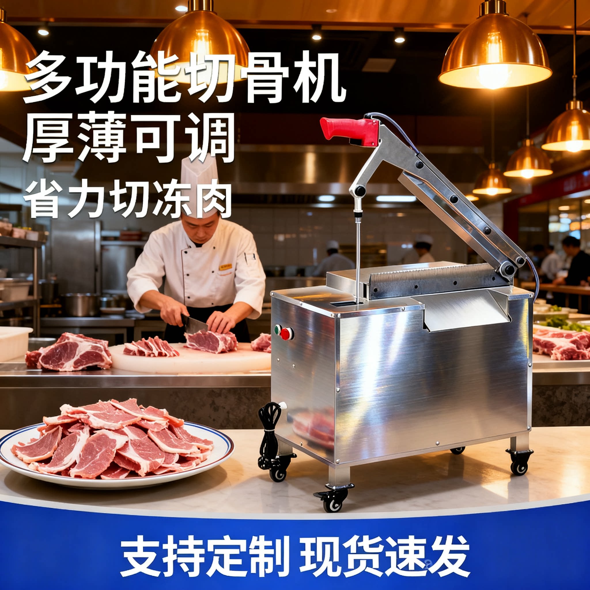 电动铡刀切骨机全自动商用家用切鲜冻猪牛羊排骨液压砍剁骨锯骨机