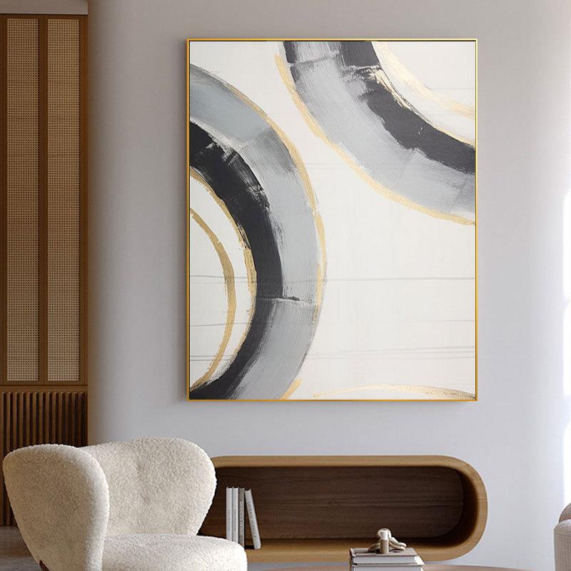 外贸纯手绘油画大副抽象高级感卧室画玄关餐厅客厅装饰画肌理轻奢