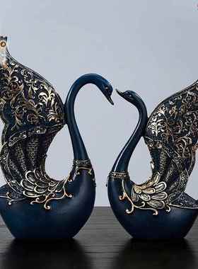 创意欧式927天鹅酒工柜电视柜家居客厅办公室摆件树脂情侣艺品