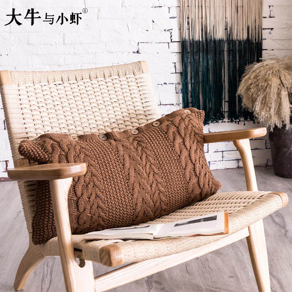 可拆洗针织抱枕套沙发长方形靠垫长方形软装靠枕办公室护腰枕覆古