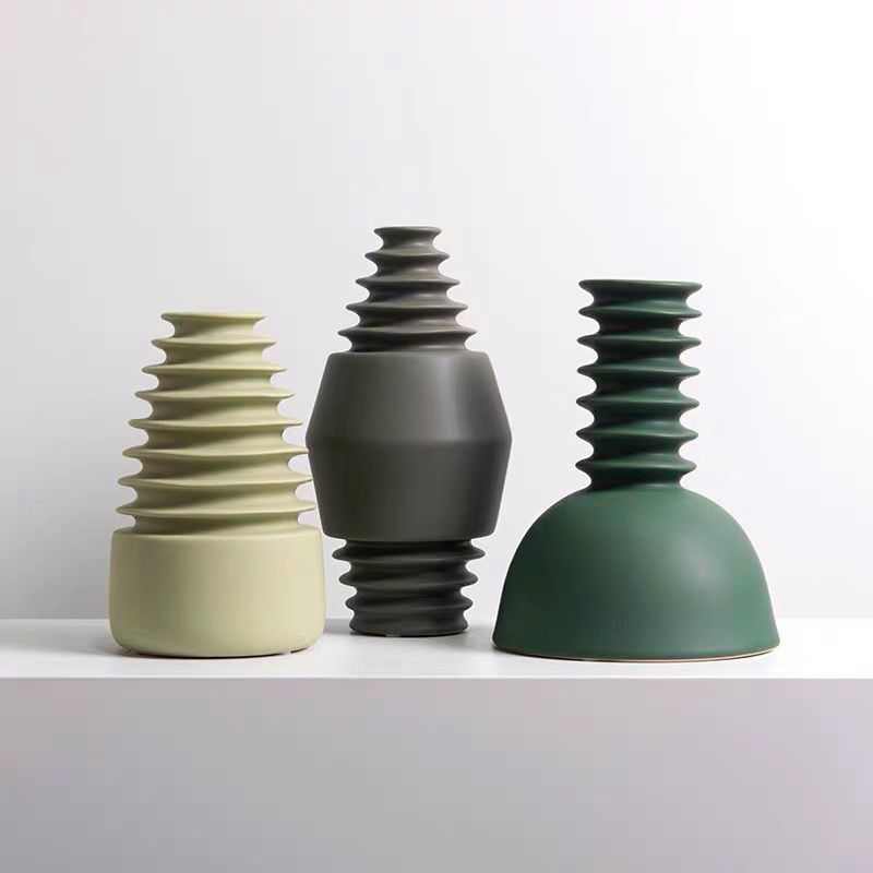 创意抽象花器摆件现代北欧极简风陶瓷花瓶花插家居样板房软装饰品