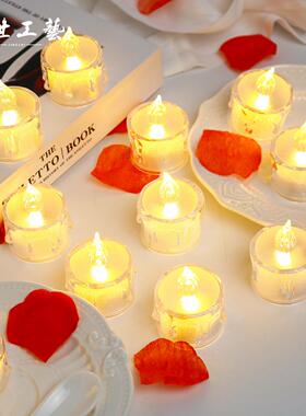 LED迷你电子蜡烛灯520求婚布置用品室内场景浪漫表白氛围道具装饰