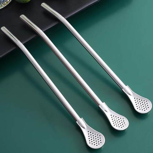 Stainless Steel Straw Spoon for Mate Tea, Filter Straw Spoon