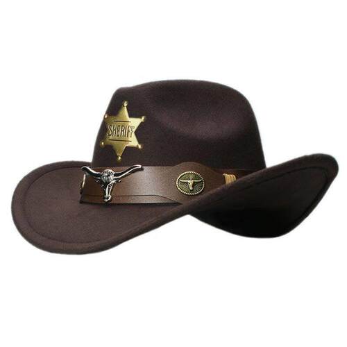 StarCrest Retro Cow Head Emblem Cowboy Hat 西部牛仔帽