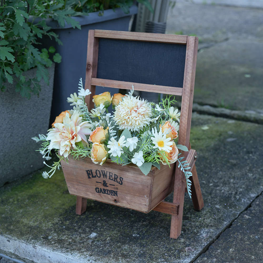 美式复古实木小黑板花器绿植创意花盆花篮花槽阳台花园装饰摆件