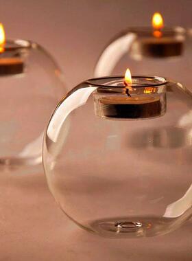 Transparent Glass Candle Holder Wedding Dinner Table Decorat