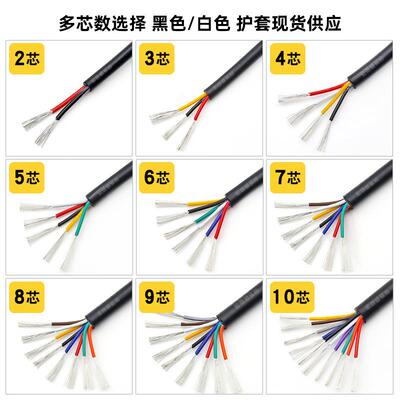 宏观盛2464多芯线 22awg 2C 3芯 4芯 6芯 10芯护套电源线信号线