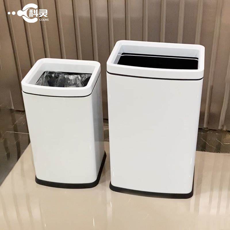 轻奢无盖垃圾桶大号不锈钢方形双层家用客厅厨房化妆室窄商用高档