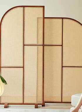 中古藤编屏风隔客厅户入门玄关遮挡日式古断卧室可复XMC54646移动