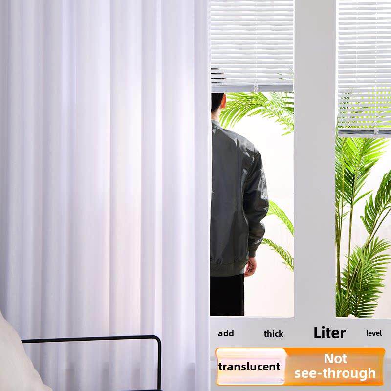 丝绒纱帘白色纱帘遮光加厚斯堪的纳维亚简约现代阳台客厅卧室飘窗