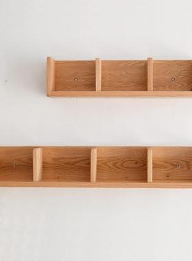 墙上物架子实木27530置挂墙书架厨房日式墙壁装饰客厅电视墙面格