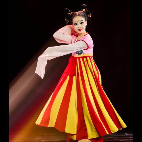 新款宫乐深深汉服古装演出服中国风超仙唐装襦裙女幼儿古典舞蹈服